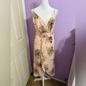 TopShop Pink Floral Wrap Dress